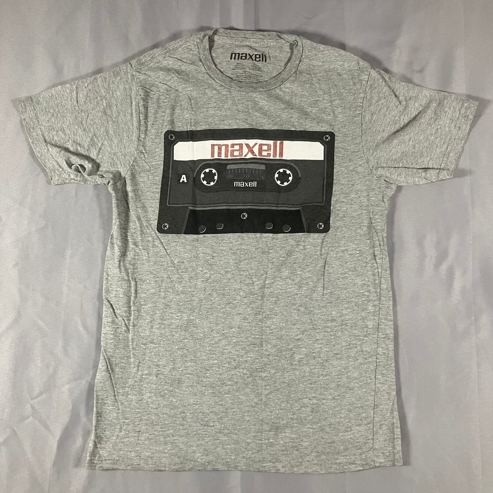 Maxell Cassette Tape Mens Small Graphic T-Shirt Heather Gray Retro‎ Music Tee